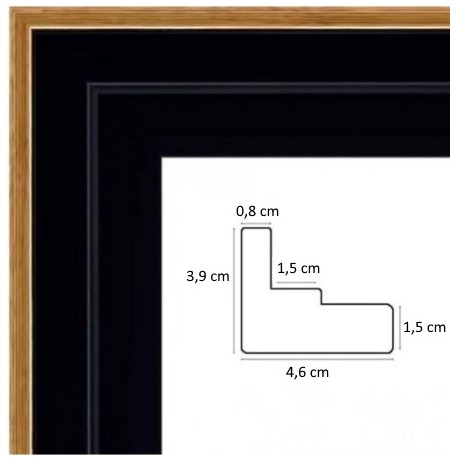 Caisse Américaine Noir Filet Or bord droit